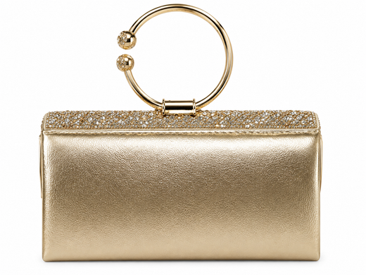 Bolso De Fiesta Tipo Clutch Con Asa Dorado