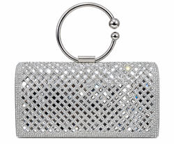 Bolso De Fiesta Tipo Clutch Con Asa Plateado