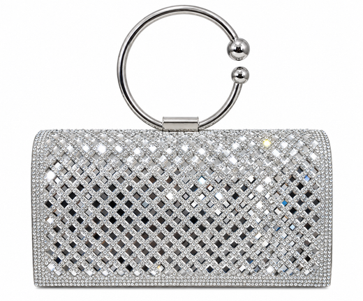 Bolso De Fiesta Tipo Clutch Con Asa Plateado