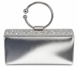 Bolso De Fiesta Tipo Clutch Con Asa Plateado