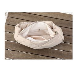Bolso de Hombro Pequeño Acolchado Beige