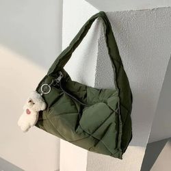 Bolso de Hombro Pequeño Acolchado Verde Khaki