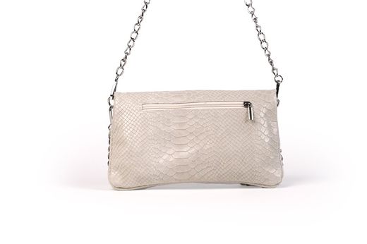 Bolso de piel doble cadena beige