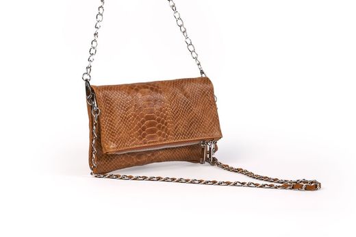 Bolso de piel doble cadena camel