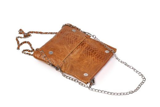 Bolso de piel doble cadena camel