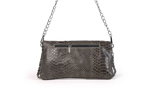 Bolso de piel doble cadena gris
