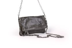 Bolso de piel doble cadena gris