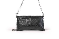 Bolso de piel doble cadena negro