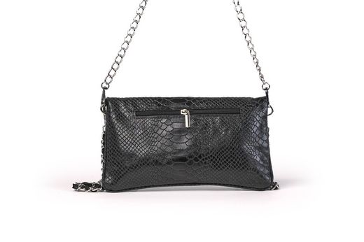 Bolso de piel doble cadena negro