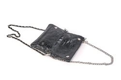 Bolso de piel doble cadena negro