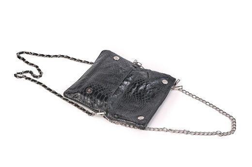 Bolso de piel doble cadena negro