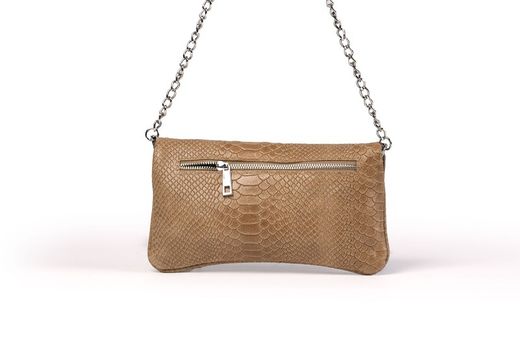 Bolso de piel doble cadena taupe