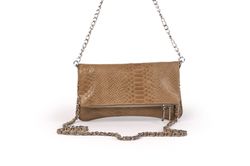 Bolso de piel doble cadena taupe