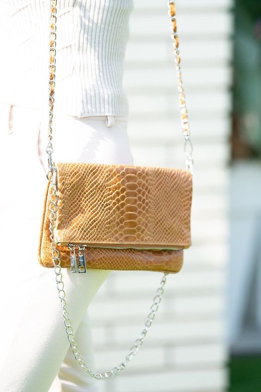 Bolso de piel doble cadena taupe