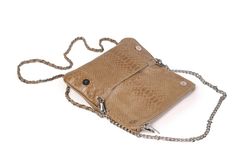 Bolso de piel doble cadena taupe