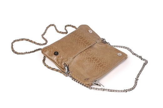 Bolso de piel doble cadena taupe