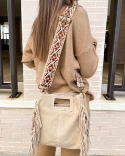 Bolso De Piel Savannah Con Flecos Beige