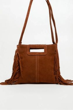 Bolso De Piel Savannah Con Flecos Camel