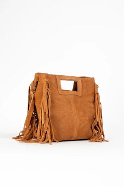 Bolso De Piel Savannah Con Flecos Tostado