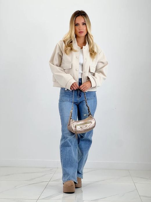 Bolso Hobo Biker De Piel Bronce
