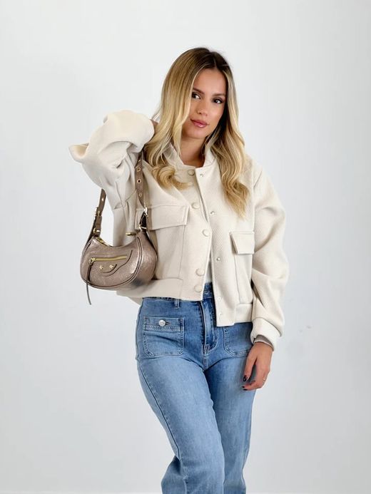 Bolso Hobo Biker De Piel Bronce