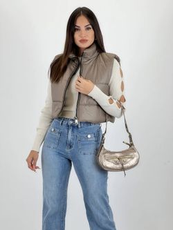 Bolso Hobo Biker De Piel Bronce