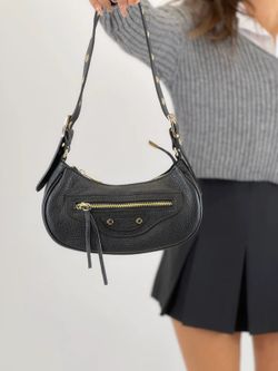 Bolso Hobo Biker De Piel Negro