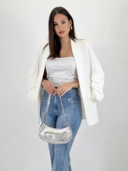 Bolso Hobo Biker De Piel Plata