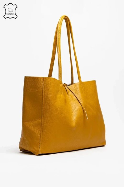 Bolso Lary De Piel Mostaza