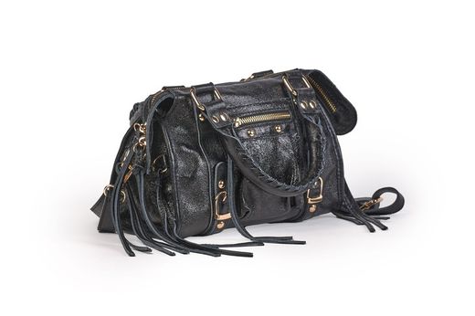 Bolso pequeño de piel negro metalizado