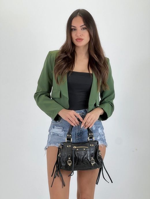 Bolso pequeño de piel negro metalizado