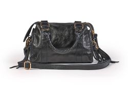 Bolso pequeño de piel negro metalizado