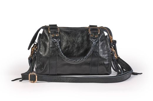 Bolso pequeño de piel negro metalizado