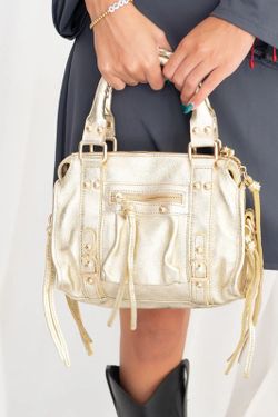 Bolso pequeño de piel oro metalizado
