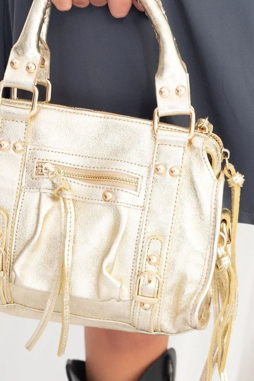 Bolso pequeño de piel oro metalizado