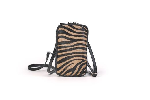 Bolso portamóvil de piel con estampado zebra animalprint