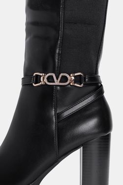 Bota Alta Con Tacón Para Mujer Negro