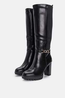 Bota Alta Con Tacón Para Mujer Negro
