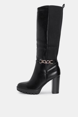 Bota Alta Con Tacón Para Mujer Negro