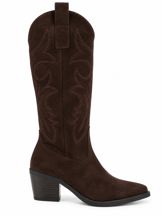 Bota Alta Cowboy Bordada Marrón
