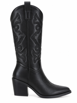 Bota Alta Cowboy Para Mujer Estilo Western Negro