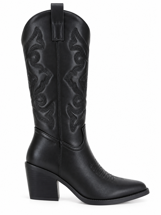 Bota Alta Cowboy Para Mujer Estilo Western Negro
