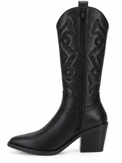 Bota Alta Cowboy Para Mujer Estilo Western Negro