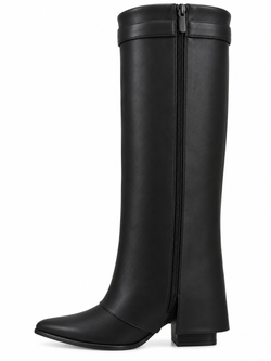 Bota Alta Elegance con Hebilla Dorada Negro