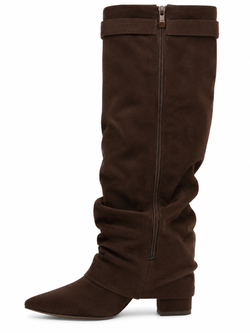 Bota Alta Para Mujer Fruncida Marrón