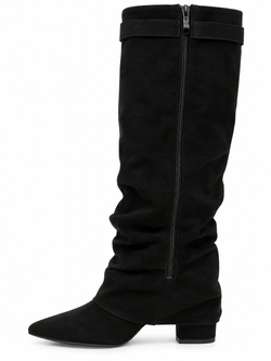 Bota Alta Para Mujer Fruncida Negro