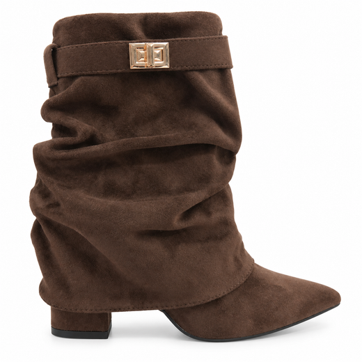 Bota Elegance Con Hebilla Dorada Marrón