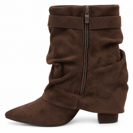 Bota Elegance Con Hebilla Dorada Marrón