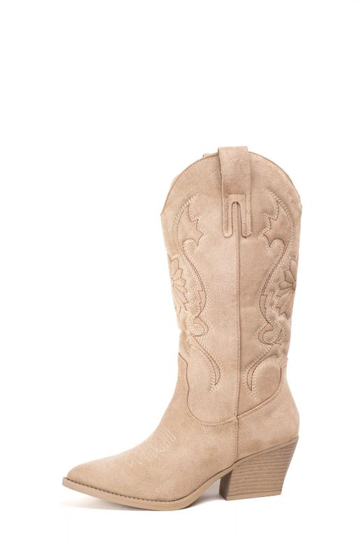 Bota Cowboy Bordado Western Beige