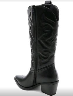 Bota Cowboy Efecto Piel con Bordado Negro